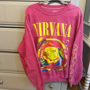 NIRVANA Pink Sweatshirt with Colorful Graphic